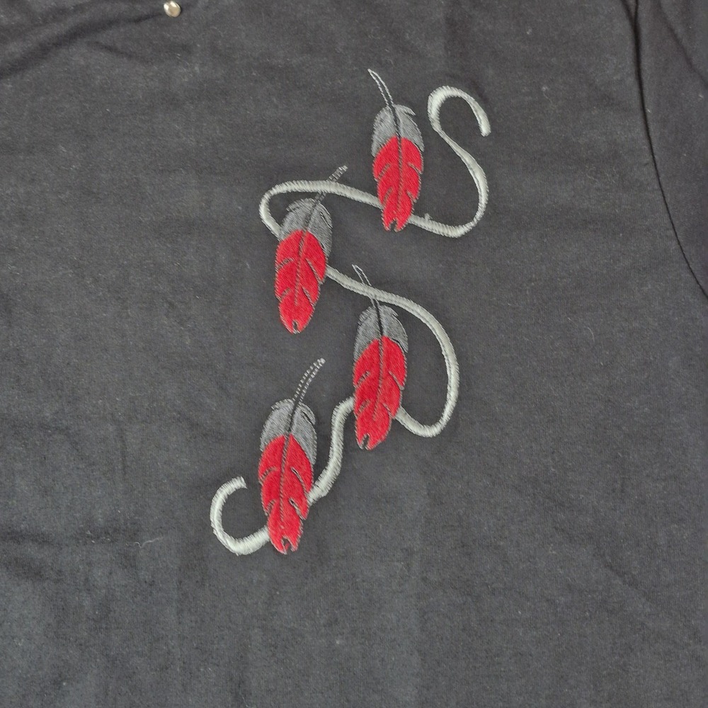 VTG Native American Feather Embroidered Heavyweight 50/50 Short Sleeve Women's M - Picture 2 of 5